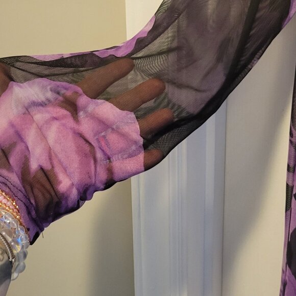 Collections Purple Rose Sheer Kimono size L - XL - Picture 3 of 4